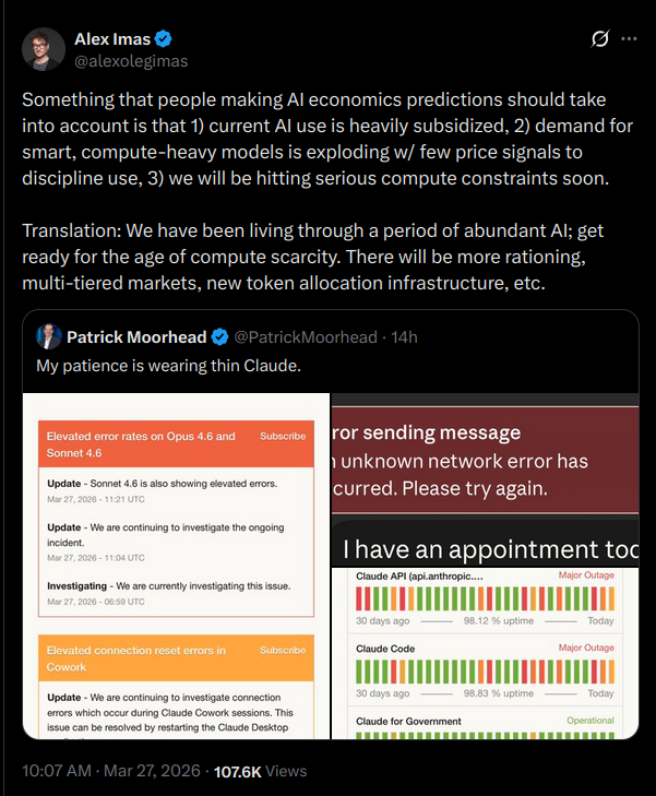 Alex Imas&rsquo;s post on AI compute scarcity
